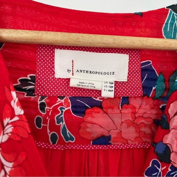 Anthropologie Long Sleeves Red Dress Size 12P - Picture 2 of 4
